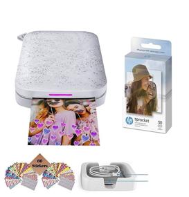img 4 attached to 🖨️ HP Sprocket Photo Printer (2nd Edition): Print Social Media Photos on Sticky-Backed Paper, 2x3 (White); Includes 50 Sheets of Photo Paper, USB Cable, and 60 Decorative Stick-On Border Frames