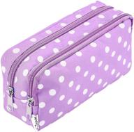 🖊️ siquk polka dots pencil case - big capacity pen pouch with double zippers, compartments, and cosmetic bag - ideal for girls, boys, and adults (purple) logo