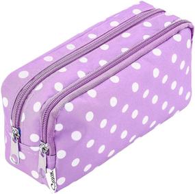 img 4 attached to 🖊️ SIQUK Polka Dots Pencil Case - Big Capacity Pen Pouch with Double Zippers, Compartments, and Cosmetic Bag - Ideal for Girls, Boys, and Adults (Purple)