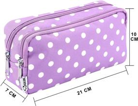 img 3 attached to 🖊️ SIQUK Polka Dots Pencil Case - Big Capacity Pen Pouch with Double Zippers, Compartments, and Cosmetic Bag - Ideal for Girls, Boys, and Adults (Purple)