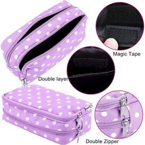 img 2 attached to 🖊️ SIQUK Polka Dots Pencil Case - Big Capacity Pen Pouch with Double Zippers, Compartments, and Cosmetic Bag - Ideal for Girls, Boys, and Adults (Purple)