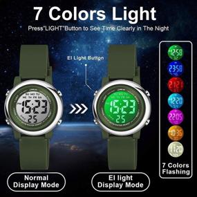 img 2 attached to 🌈 Venhoo Kids Watch: 7-Color Digital Lights Sporty Toddler Wristwatch with Luminous Alarm & Stopwatch - Ideal for Little Girls, Boys, and Children