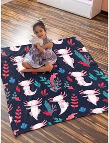 img 3 attached to Avalokitesvara Cute Axolotl Flannel Blanket - Soft, Warm & Plush Throw for Bed, Couch, Chair - Lightweight Microfiber - Perfect for Living Room - 120x90 Inch - Ideal for Family