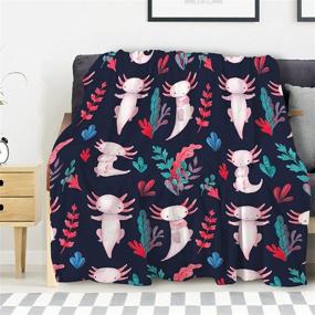 img 4 attached to Avalokitesvara Cute Axolotl Flannel Blanket - Soft, Warm & Plush Throw for Bed, Couch, Chair - Lightweight Microfiber - Perfect for Living Room - 120x90 Inch - Ideal for Family