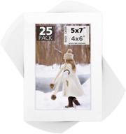 🖼️ mat board center: 25 pack of 5x7 white picture mats with white core for 4x6 pictures logo