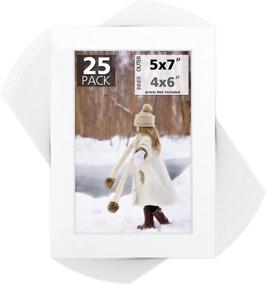 img 4 attached to 🖼️ Mat Board Center: 25 Pack of 5x7 White Picture Mats with White Core for 4x6 Pictures