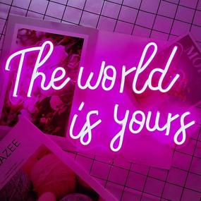 img 1 attached to 🌍 Dazzle your Walls with DIVATLA's 'The World is Yours' Neon Sign – Perfect Home, Office, or Bedroom Décor with Power Adapter Included