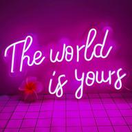 🌍 dazzle your walls with divatla's 'the world is yours' neon sign – perfect home, office, or bedroom décor with power adapter included логотип