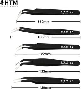 img 2 attached to HengTianMei Precision Tweezers Set: Versatile 14-Piece ESD Anti-Static Stainless Steel Tweezers Kit for Craft, Jewelry, Electronics, Lab Work