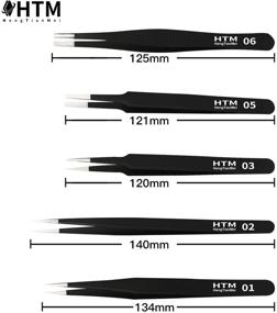 img 3 attached to HengTianMei Precision Tweezers Set: Versatile 14-Piece ESD Anti-Static Stainless Steel Tweezers Kit for Craft, Jewelry, Electronics, Lab Work