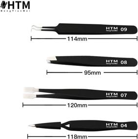 img 1 attached to HengTianMei Precision Tweezers Set: Versatile 14-Piece ESD Anti-Static Stainless Steel Tweezers Kit for Craft, Jewelry, Electronics, Lab Work