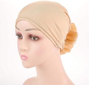 img 1 attached to 🌸 Stylish Women's Flower Elastic Turban Beanie: Perfect Chemo Cap Hat for Cancer Patients