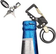 qbuc 2 packs men keychain bottle opener edc car key ring clip - multifunctional anti-lost cool & heavy duty (gun gold) - best price & quality logo