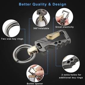 img 1 attached to QBUC 2 Packs Men Keychain Bottle Opener EDC Car Key Ring Clip - Multifunctional Anti-Lost Cool & Heavy Duty (Gun Gold) - Best Price & Quality