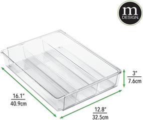 img 3 attached to 🗄️ mDesign Clear Plastic Adjustable Drawer Storage Organizer - Ligne Collection for Kitchen, Bathroom, Bedroom, Office - 4 Compartment Design Holds Silverware, Utensils, Gadgets, Cutlery