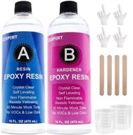 🔮 premium 32oz crystal clear epoxy resin and hardener kit for jewelry diy art crafts - ideal for wood, coating, casting and more! includes 4 sticks, 2 graduated cups, 2 pairs gloves, and instructions logo