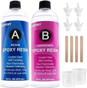 img 4 attached to 🔮 Premium 32OZ Crystal Clear Epoxy Resin and Hardener Kit for Jewelry DIY Art Crafts - Ideal for Wood, Coating, Casting and more! Includes 4 Sticks, 2 Graduated Cups, 2 Pairs Gloves, and Instructions