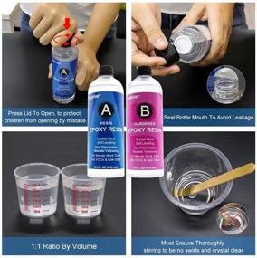 img 1 attached to 🔮 Premium 32OZ Crystal Clear Epoxy Resin and Hardener Kit for Jewelry DIY Art Crafts - Ideal for Wood, Coating, Casting and more! Includes 4 Sticks, 2 Graduated Cups, 2 Pairs Gloves, and Instructions