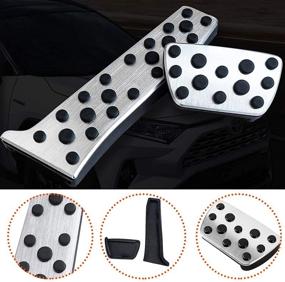 img 1 attached to Jaronx Anti-Slip Aluminum Alloy Pedal Covers for Toyota RAV4/Avalon/Camry/High Lander 2020-2021, ES/LS/UX 2020 2021, Gas Pedal Cover and Brake Pedal Pad Accelerator Covers without Drilling