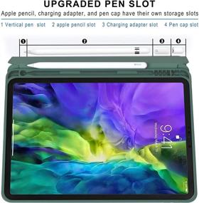 img 2 attached to 📱 Arae Green Standing Cover for iPad Pro 11 2020/2018 - Auto Wake/Sleep Feature Included