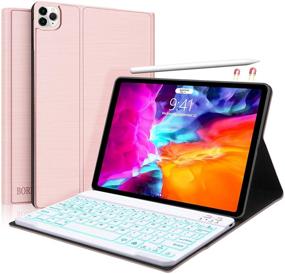 img 4 attached to 🌹 Premium Rose Gold Keyboard Case for iPad Pro 11 inch (1st/2nd Gen) with Backlit Keyboard, Pencil Charging & Slim Leather Design