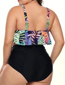 img 2 attached to 👙 CILKOO Plus Size Peplum Tankini Top Swimdress - High Waisted Bathing Suit Swimsuit for Women