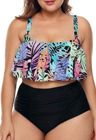 img 3 attached to 👙 CILKOO Plus Size Peplum Tankini Top Swimdress - High Waisted Bathing Suit Swimsuit for Women