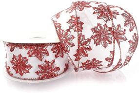 img 2 attached to 🔴 25 Yards of Red/White Shimmer Candy Cane Wired Ribbon - Ribbon Traditions 2 1/2