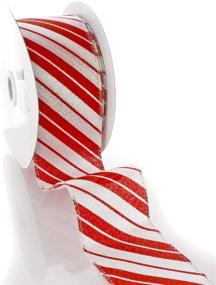 img 3 attached to 🔴 25 Yards of Red/White Shimmer Candy Cane Wired Ribbon - Ribbon Traditions 2 1/2