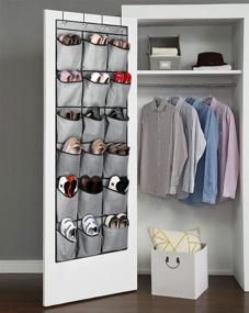 img 3 attached to 👠 Efficient Shoe Storage Solution: AOODA Over The Door Hanging Shoe Rack Organizer with 18 XL Breathable Pockets for Closet, Gray