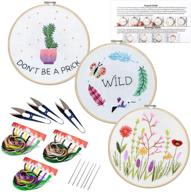 🧵 embroidery starter kit for adults and kids - 3 set cross stitch supplies with instruction, embroidery hoop, color threads, and scissors - perfect for beginners logo