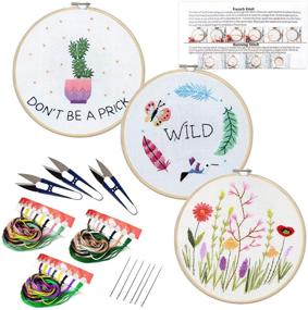 img 4 attached to 🧵 Embroidery Starter Kit for Adults and Kids - 3 Set Cross Stitch Supplies with Instruction, Embroidery Hoop, Color Threads, and Scissors - Perfect for Beginners