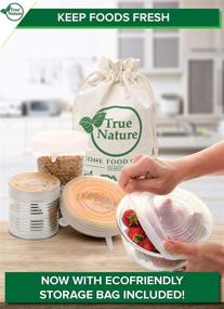 img 1 attached to 🍽️ Натяжные пищевые крышки True Nature Silicone 12 шт - Превосходное качество, крышки для микроволновки, духовки и посудомоечной машины без BPA - многоразовые, расширяемые и экологичные.