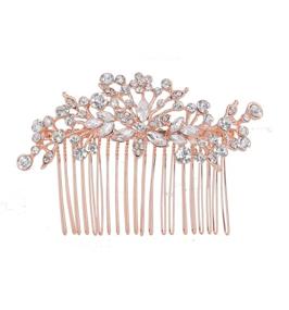 img 4 attached to 💍 DaXi Rose Gold Wedding Hair Side Combs - Bridal Shower Hair Accessories for Brides and Bridesmaids