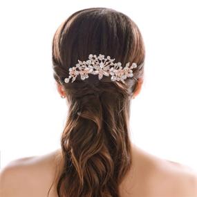 img 3 attached to 💍 DaXi Rose Gold Wedding Hair Side Combs - Bridal Shower Hair Accessories for Brides and Bridesmaids