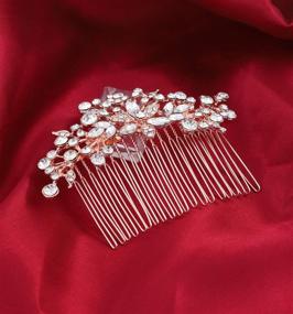 img 2 attached to 💍 DaXi Rose Gold Wedding Hair Side Combs - Bridal Shower Hair Accessories for Brides and Bridesmaids