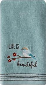 img 1 attached to 🏠 SKL Home Life Is Beautiful Aqua Hand Towel Set: The Perfect Addition to Your Bathroom