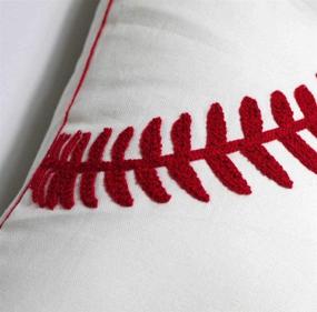 img 3 attached to 🏀 DECOPOW Baseball Throw Pillow Covers - Embroidered, Square 18 inch Decorative Canvas Pillow Cover for Baseball Room Decor (Cover Only)