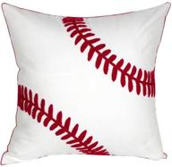 🏀 decopow baseball throw pillow covers - embroidered, square 18 inch decorative canvas pillow cover for baseball room decor (cover only) логотип