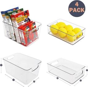 img 1 attached to 🧊 Set of 4 Clear Plastic Refrigerator Organizer Bins - Stackable Fridge Organizers with Handles - Ideal for Freezer, Kitchen, Countertops, Cabinets, Pantry Food Storage Rack