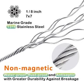 img 2 attached to 🚀 Toyeliu T316 Stainless Steel 1/8'' Aircraft Wire Rope: Non-Magnetic, Marine Grade (100ft) for Cable Deck Railing Kit