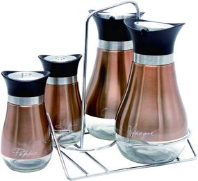 img 1 attached to 🧂 Le Regalo 5 Piece Condiment Set, Kitchen Storage, Salt and Pepper Shaker, Oil and Vinegar Dispenser and Rack, Copper Finish