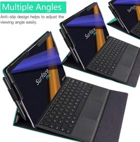 img 2 attached to CoBak Case for Surface Pro 7 - Keyboard and Kickstand Compatible, High-Quality PU Leather Cover with Adjustable Viewing Angles for New Surface Pro 7 (2019 Release), Blossom