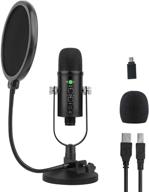 🎙️ high-quality usb microphone for pc/mac/laptop - ideal for gaming, podcasting, recording, streaming, zoom calls - noise cancelling desktop mic with mute button, plug & play, headphone jack logo