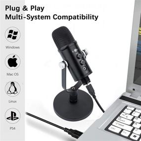 img 3 attached to 🎙️ High-Quality USB Microphone for PC/Mac/Laptop - Ideal for Gaming, Podcasting, Recording, Streaming, Zoom Calls - Noise Cancelling Desktop Mic with Mute Button, Plug & Play, Headphone Jack