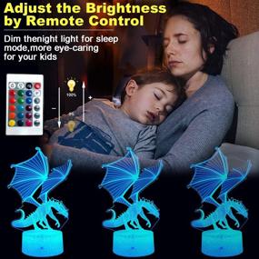 img 1 attached to 🐉 Dragon Lamp Dragon Toys Night Light - 16 Color Changing 3D Optical Illusion Bedside Lamp - Perfect Birthday Gifts for 3+, 4+, 5+, 6+ Years Old Boys and Girls