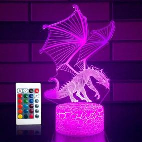 img 4 attached to 🐉 Dragon Lamp Dragon Toys Night Light - 16 Color Changing 3D Optical Illusion Bedside Lamp - Perfect Birthday Gifts for 3+, 4+, 5+, 6+ Years Old Boys and Girls