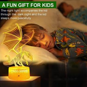 img 2 attached to 🐉 Dragon Lamp Dragon Toys Night Light - 16 Color Changing 3D Optical Illusion Bedside Lamp - Perfect Birthday Gifts for 3+, 4+, 5+, 6+ Years Old Boys and Girls