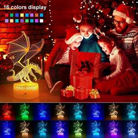 img 3 attached to 🐉 Dragon Lamp Dragon Toys Night Light - 16 Color Changing 3D Optical Illusion Bedside Lamp - Perfect Birthday Gifts for 3+, 4+, 5+, 6+ Years Old Boys and Girls