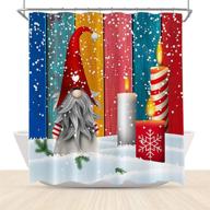 🎅 веселые рождественские гномы детский душевой занавес: зимний праздничный мультфильм свечи, милые эльфы и яркий рождественский ванную комнату декор - водонепроницаемая полиэстерная ткань, 72x72 дюйма логотип